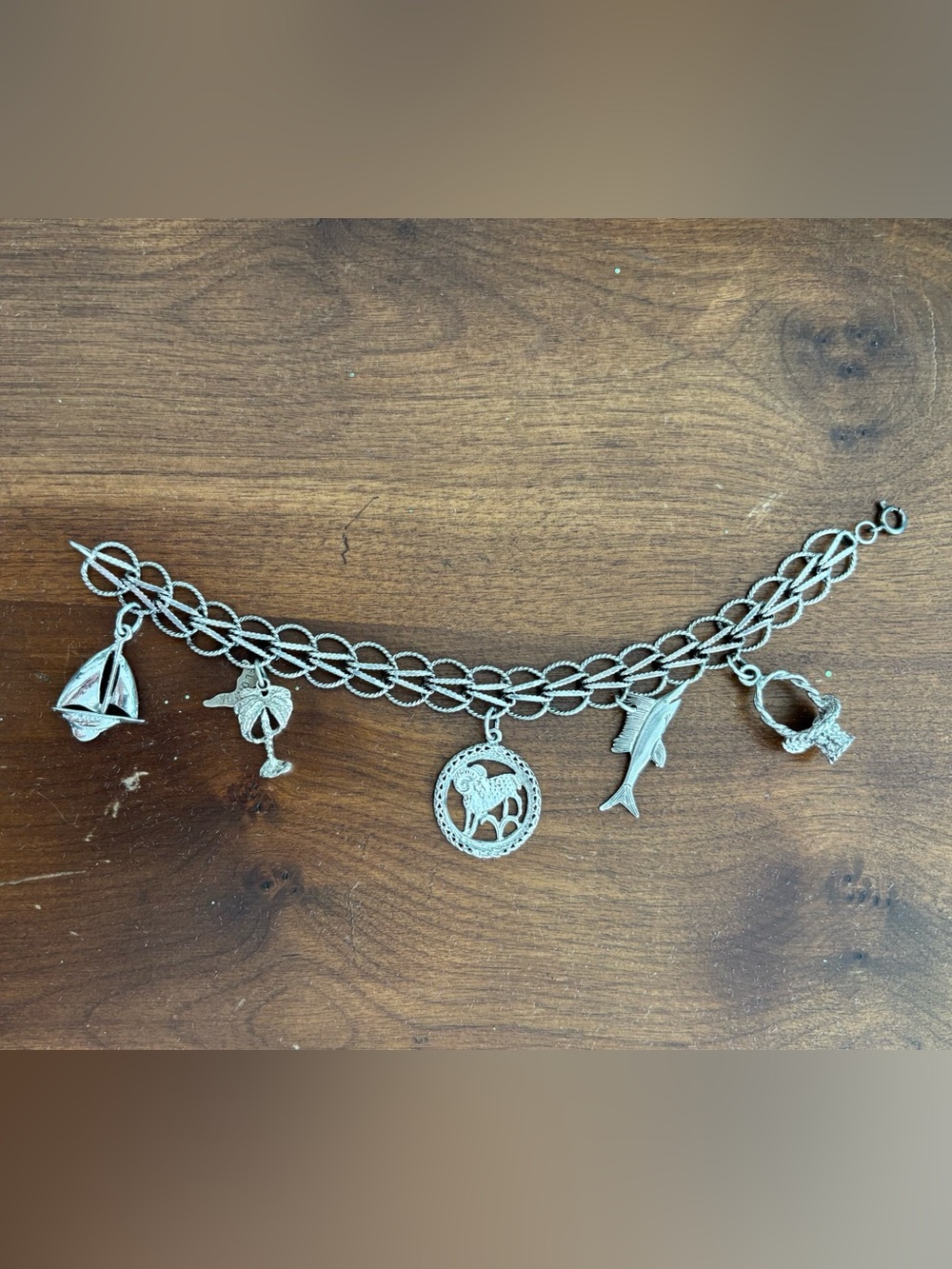 Vintage Sterling Silver Charms Bracelet